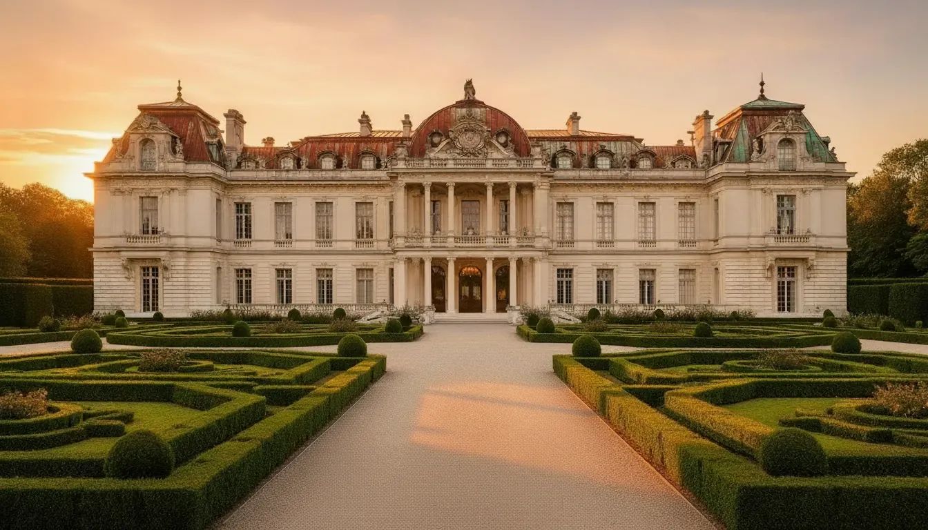 Grand estate building representing luxury private service